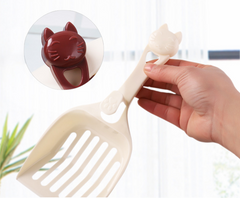 Cat Head Litter Scoop – Cute PP Plastic Cat Litter Shovel in Milk White & Claret