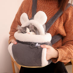 Velvet Cat Backpack Carrier & Indoor Bed – Stylish Travel Bag for Cats 4–12 lbs