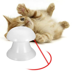 360-degree automatic electric laser cat toy in white ABS resin, 18cm x 17cm