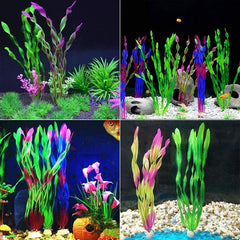 10-Pack Artificial Aquarium Plants – Colorful Plastic Fish Tank Decorations in Green, Purple & Red