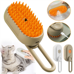 3-in-1 Electric Steam Pet Grooming Brush – Spray, Massage & Deshed Comb for Cats & Dogs