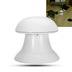 360-degree automatic electric laser cat toy in white ABS resin, 18cm x 17cm