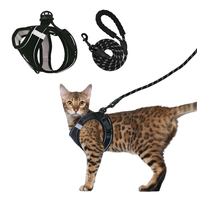 Escape-Proof Cat Harness & Leash Set – Reflective Tactical Vest with Nylon Leash (XL)