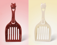 Cat Head Litter Scoop – Cute PP Plastic Cat Litter Shovel in Milk White & Claret