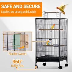 Large Open-Top Bird Cage with Rolling Stand