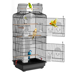 Open-Top Large Parrot Bird Cage with Swing & Perch