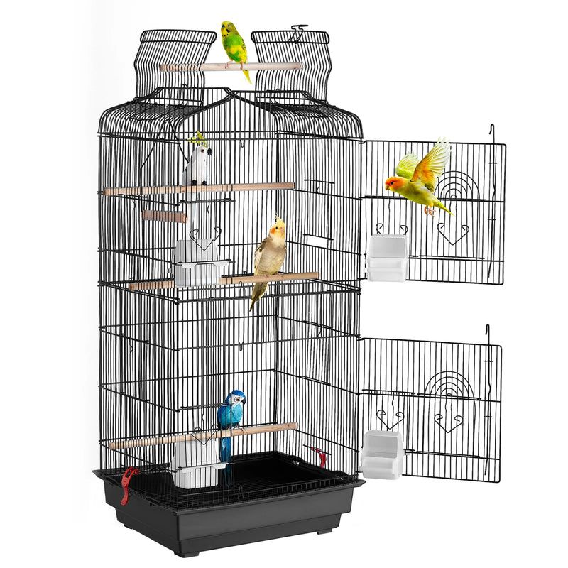 Open-Top Large Parrot Bird Cage with Swing & Perch