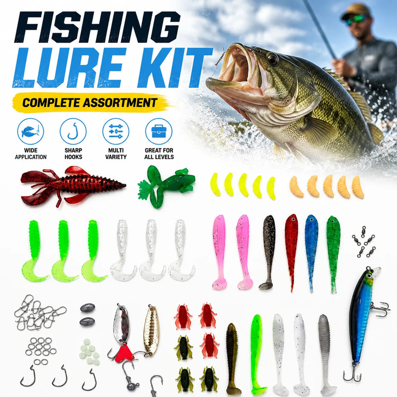 Fishing Lure Kit with Tackle Box – 84 or 107 Piece Bass & Pike Set