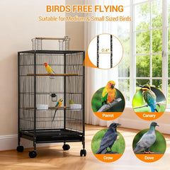 Large Open-Top Bird Cage with Rolling Stand