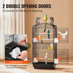 Open-Top Large Parrot Bird Cage with Swing & Perch