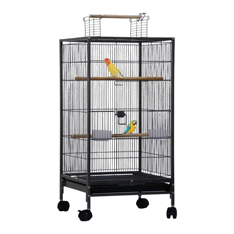 Large Open-Top Bird Cage with Rolling Stand