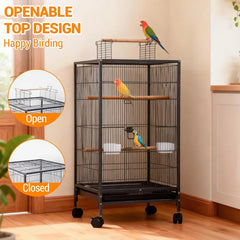 Large Open-Top Bird Cage with Rolling Stand