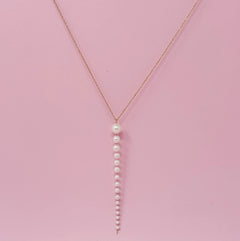 Gradient Long Pearl Drop Necklace