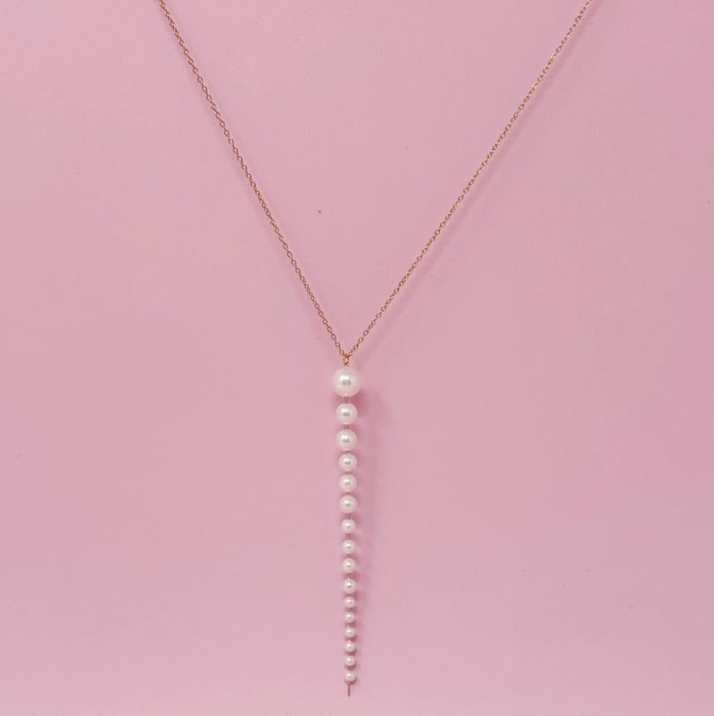 Gradient Long Pearl Drop Necklace