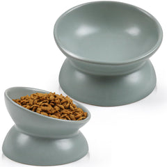 Rapsrk Raised & Tilted Ceramic Cat Food Bowl – 5" Elevated Cat Bowl for Flat-Face & Senior Cats
