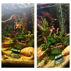 Treasure Chest Diver Aquarium Decoration – Action Figure Fish Tank Ornament in Orange & Black