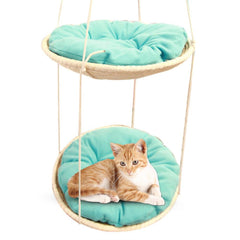 Woven Cat Hammock & Climbing Nest – Eco-Friendly Corn Husk & Hemp Rope Cat Bed (50cm)