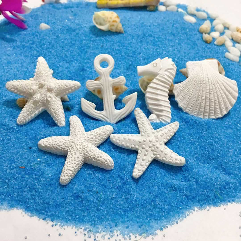 Resin Starfish, Seahorse & Seashell Aquarium Decorations - Coastal Fish Tank Ornaments