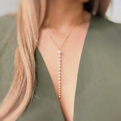 Gradient Long Pearl Drop Necklace