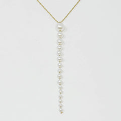 Gradient Long Pearl Drop Necklace